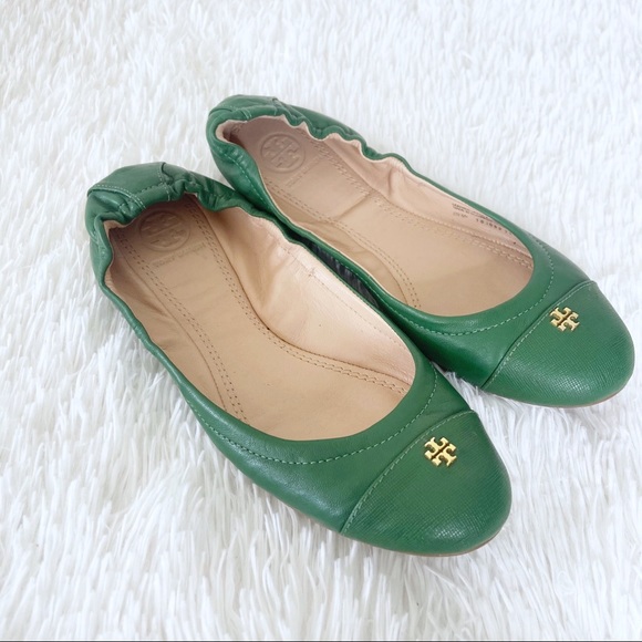 SOLD Tory Burch York Emerald Leather Ballerina Size 5.5 - Picture 5 of 11